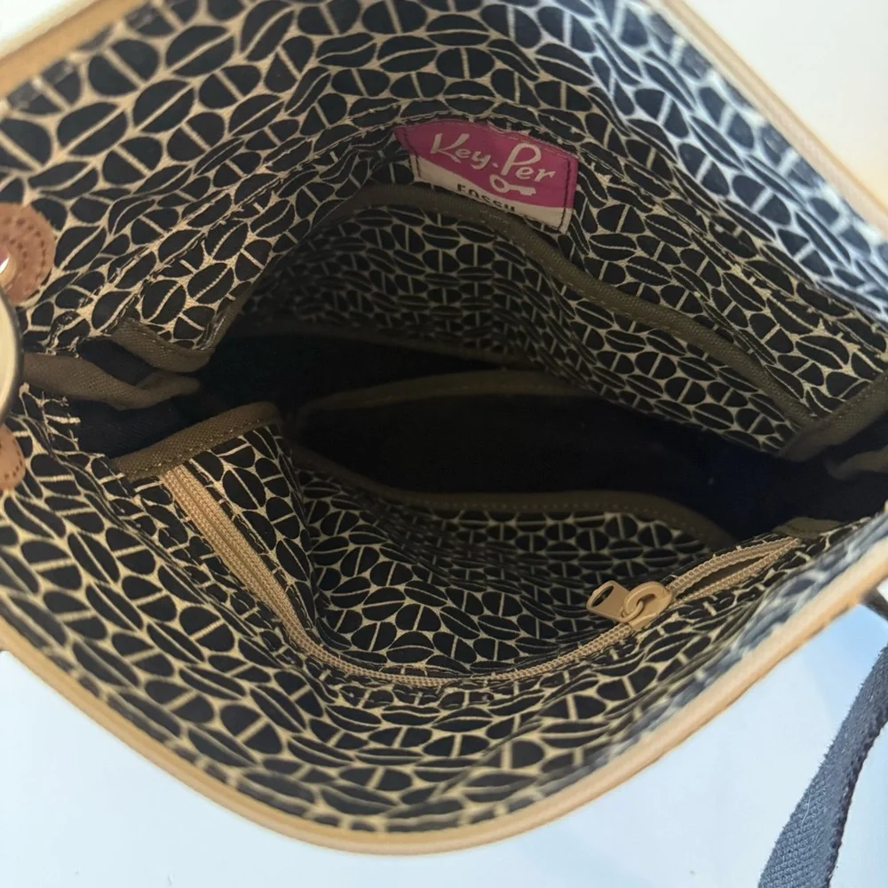 Fossil Key Per Crossbody Bag Coated Canvas Black  VTG Y2K Boho - Picture 7 of 7